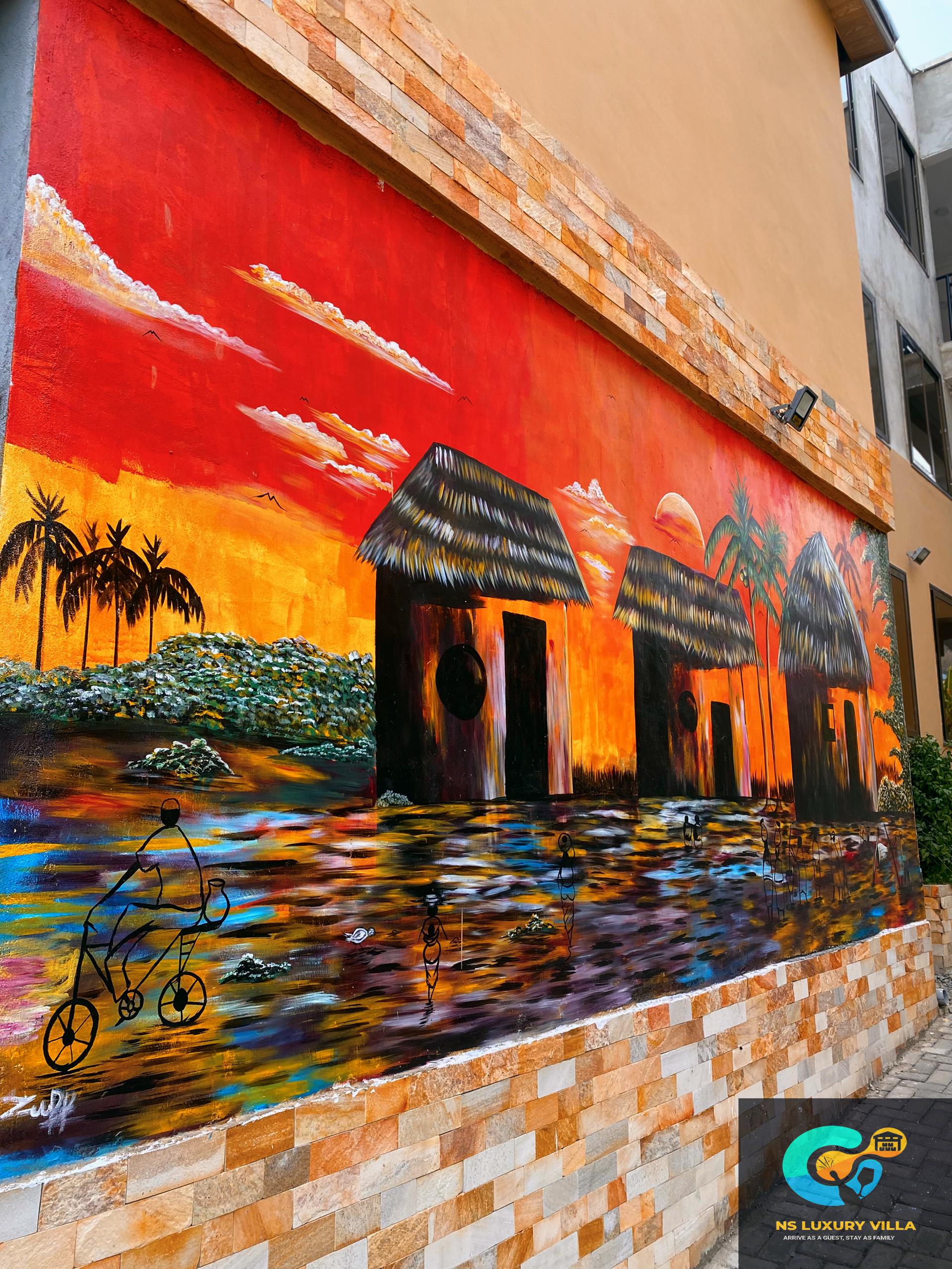 Hand-painted mural at NS LUXURY VILLA