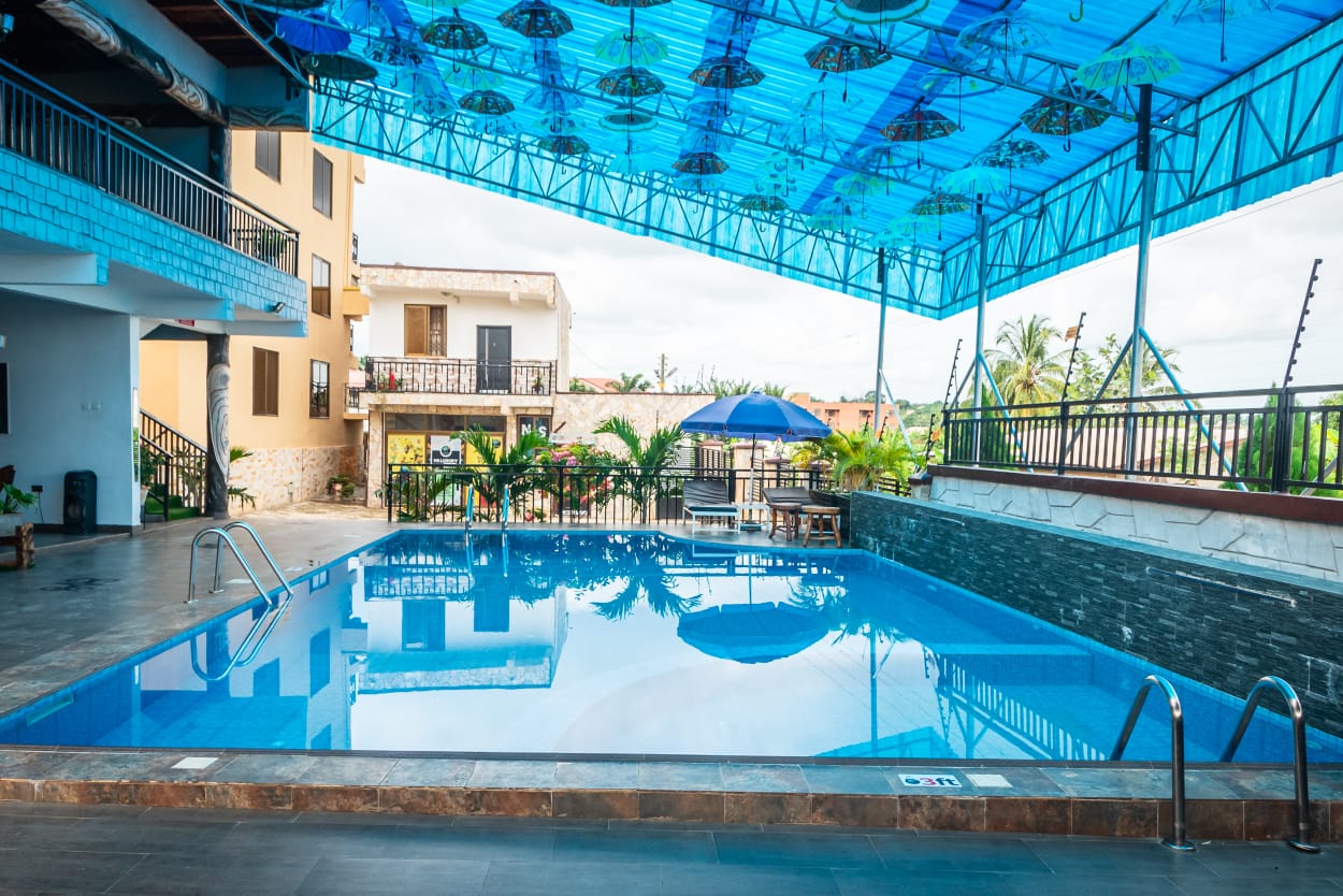 Swimming pool beneath the signature umbrella canopy